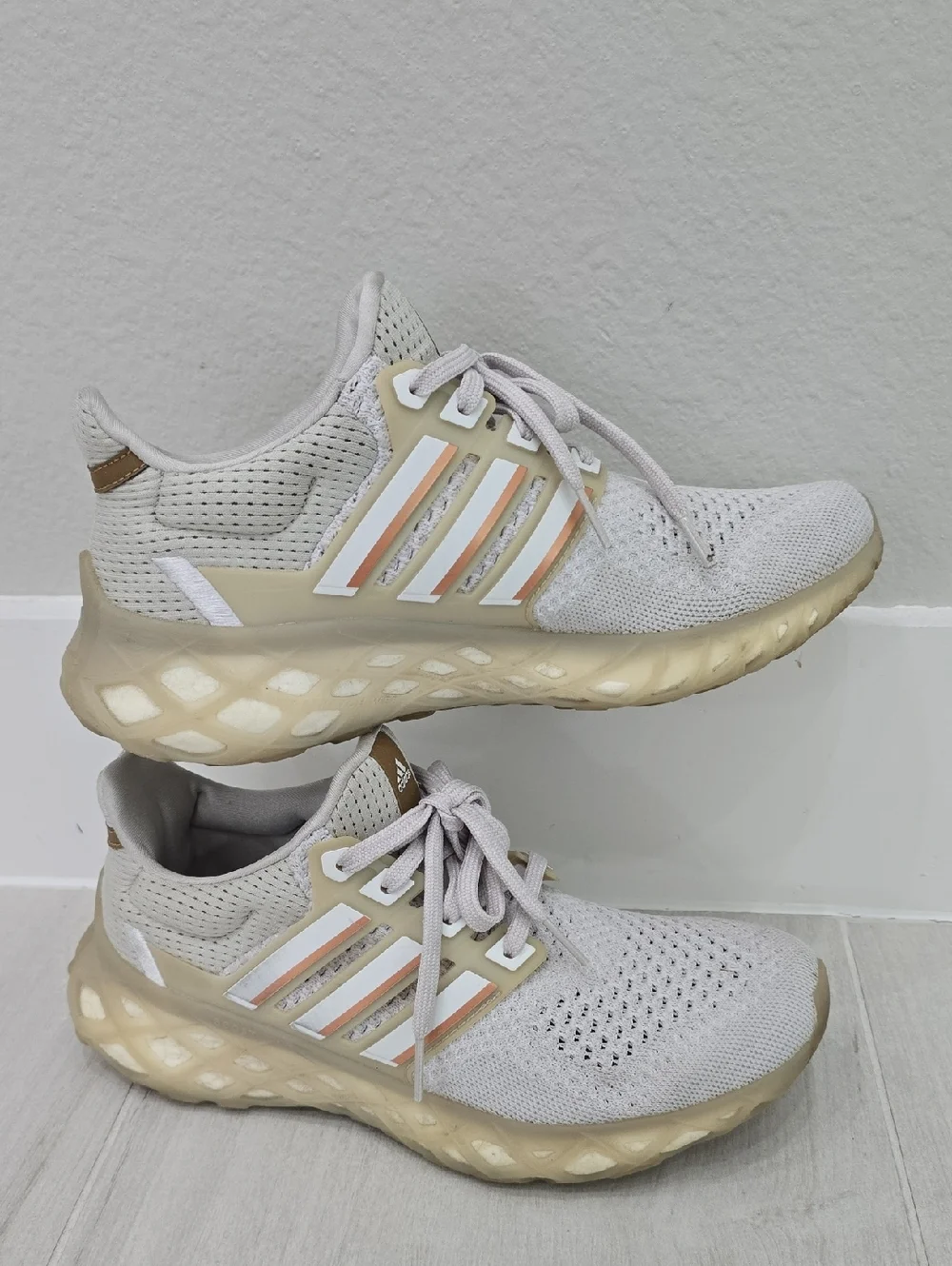 adidas Light Gray White Copper Women's Sneakers Ultraboost DNA Web Size 8